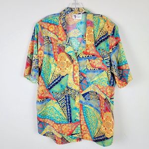 Vintage Tropical Button Down Short Sleeve Shirt 1X